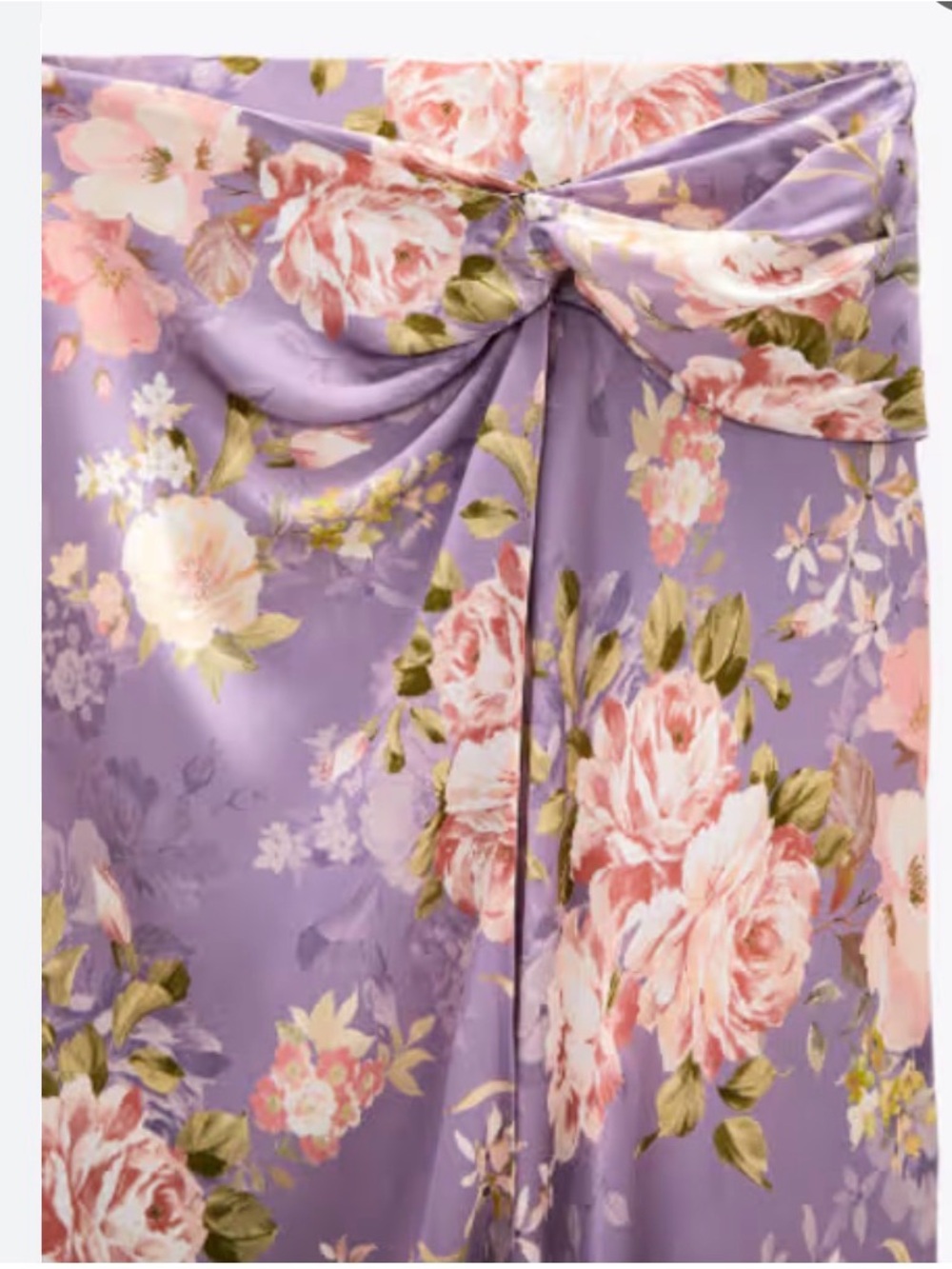 Zara Floral Satin Lavender Midi Skirt - Picture 5 of 8